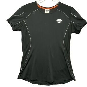 Harley Davidson Vented Performance Black Short Sleeve Athletic T Shirt Womens Sm